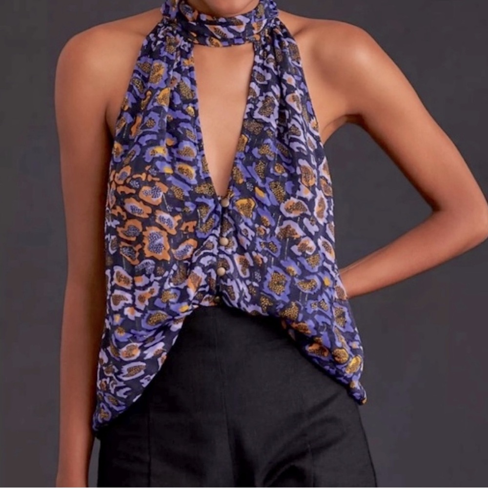 Anthropologie Multicolor Patterned Sleeveless Blo… - image 1